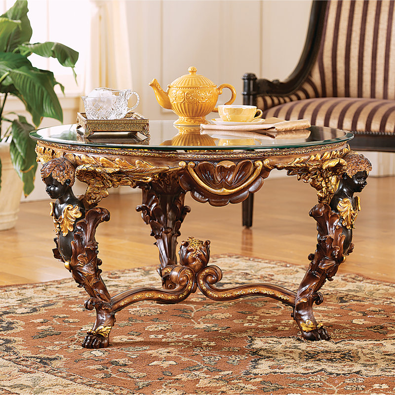 Design Toscano Louis XIV Glass-Topped Coffee Table & Reviews | Wayfair